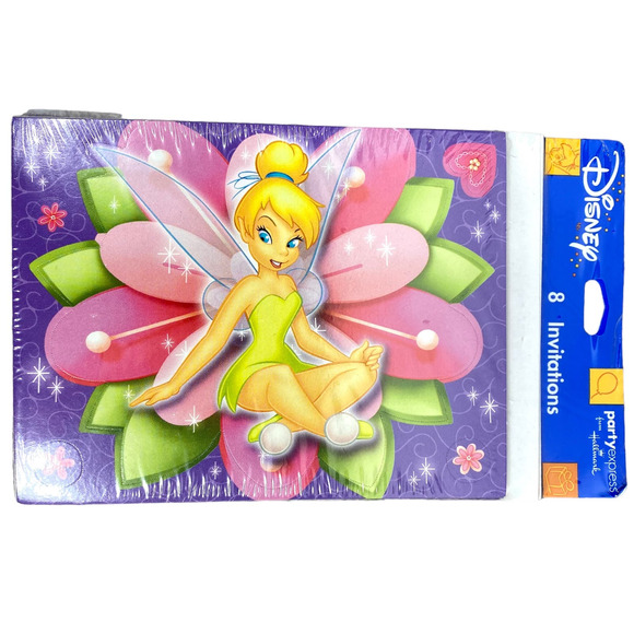 Hallmark Disney Tinkerbell Party Invitations 8 New/Sealed USA VTG Purple Pink - Picture 1 of 5